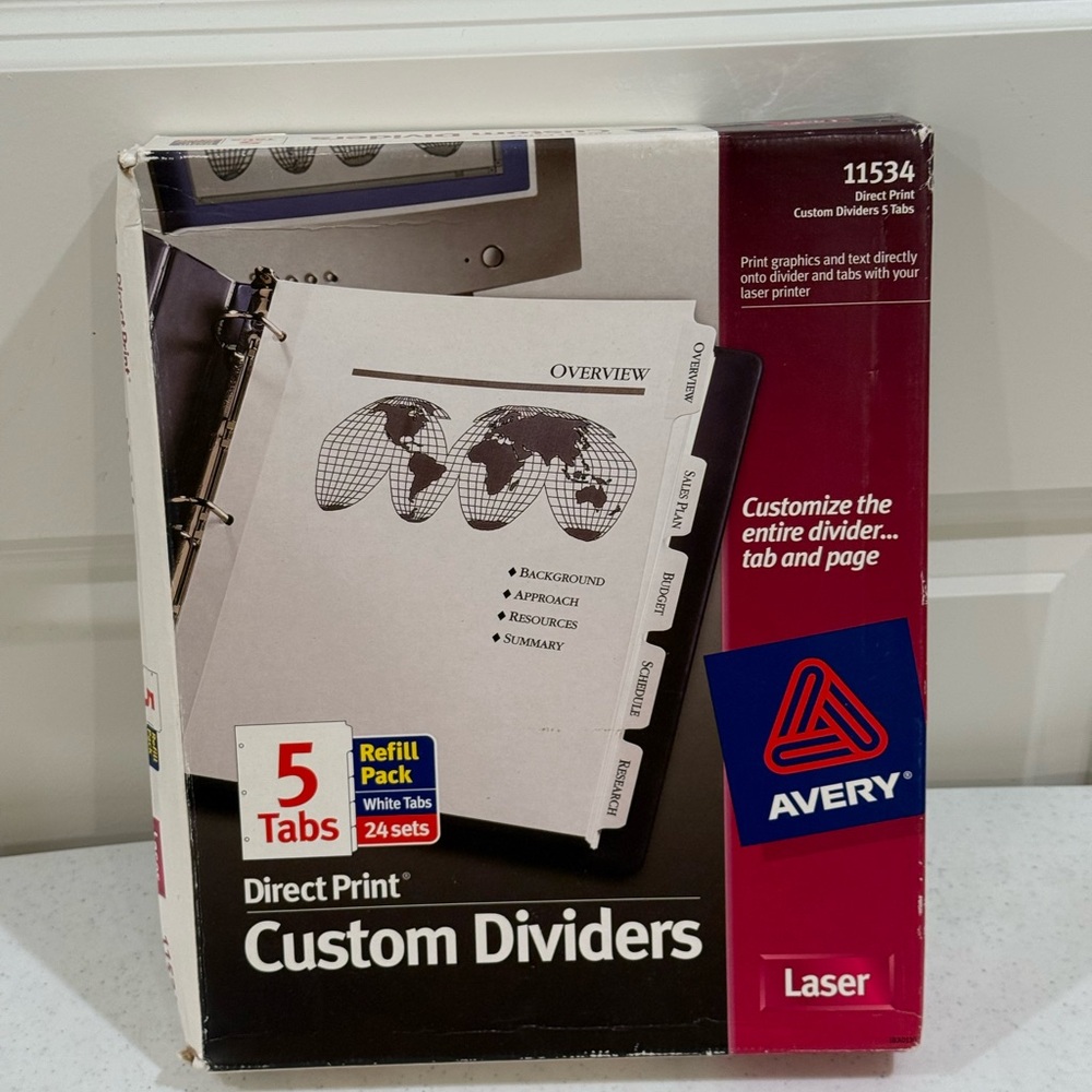 NEW Avery Laser Direct Print Custom Dividers with White Tabs ~ 24 Sets - Picture 4 of 8